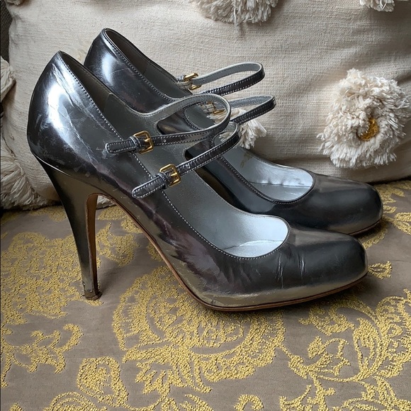 Preloved miu miu silver Mary Jane heels - Picture 1 of 8